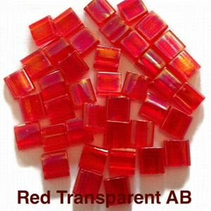 As Low As $2 Red Transparent AB Miyuki Tila Square Two Hole Beads 5x5mm (40)